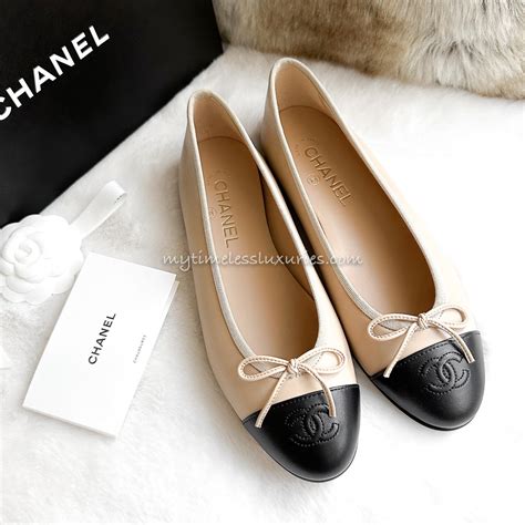 chanel ballet flats cost|Chanel flats beige and black.